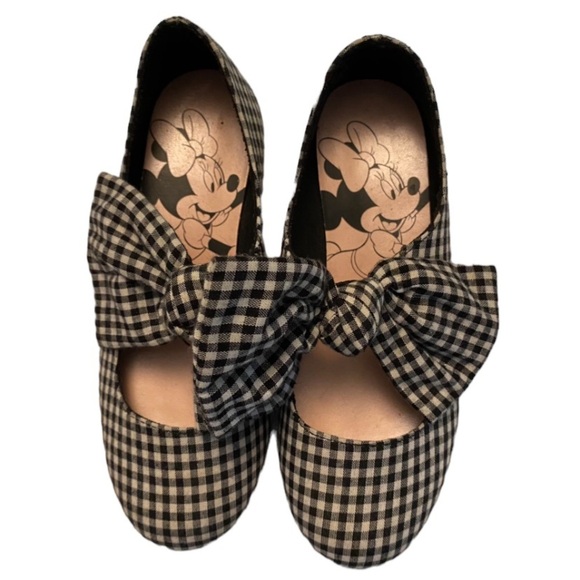 Disney Minnie Mouse Other - Minnie Mouse flats Bows black white checkered. SZ 13.5 Gently worn.